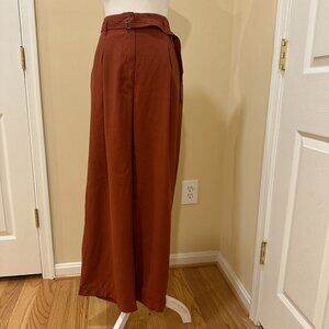 NWT Moon River Rust Belted Wide-Leg Pants – Size L, High-Rise, Ankle Length